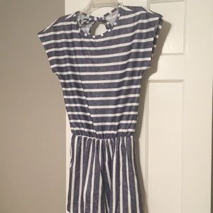 Blue striped romper